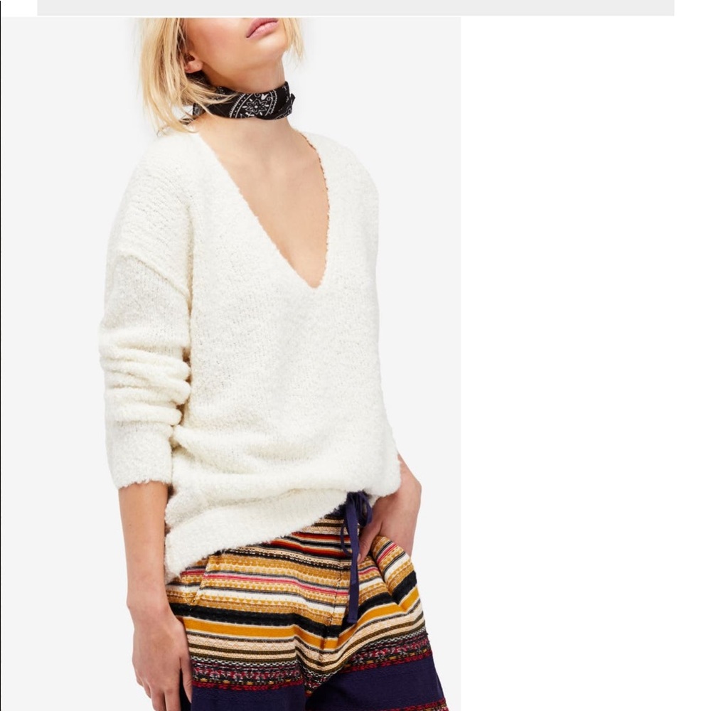Free People Lofty Deep V Neck Sweater